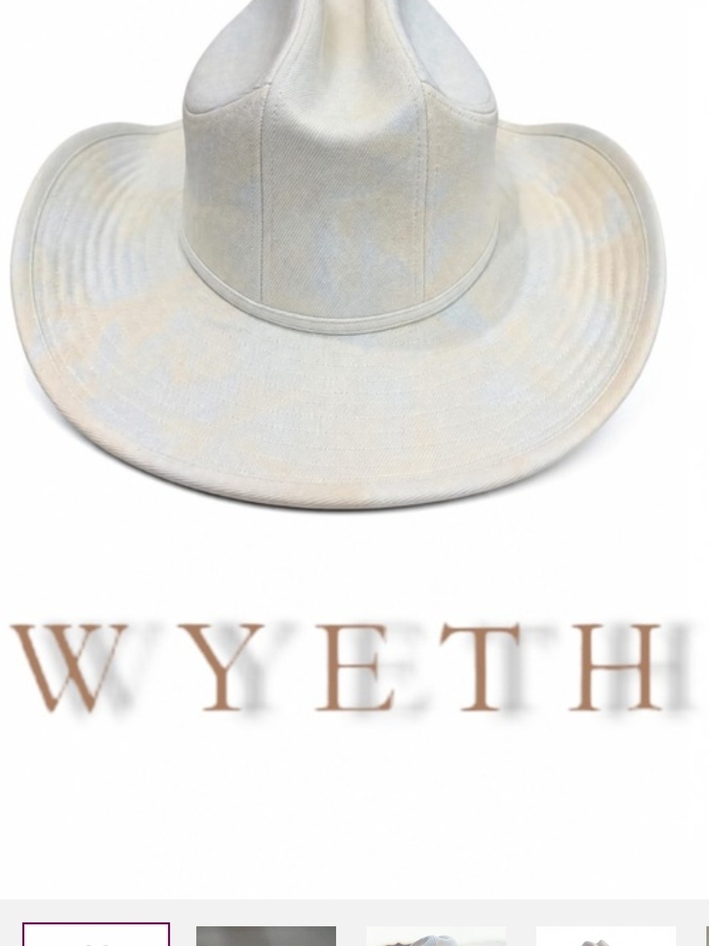 Wyeth Carl Washed Denim Cream Canvas Wide-Brim Hat